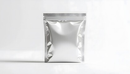 Realistic silver foil pouch zipper high resolution photo