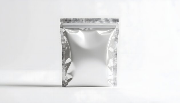 Realistic silver foil pouch zipper high resolution photo