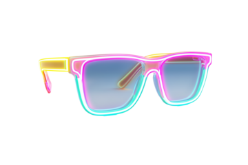 Neon-colored sunglasses icon isolated on transparent background, Clipart png