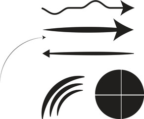 Collection Of Black Arrows And Abstract Shapes white