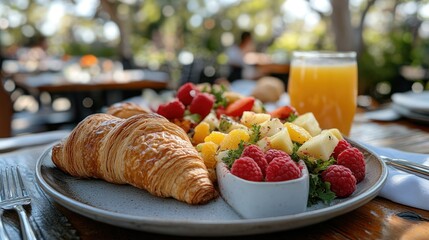 Fresh breakfast platter outdoors