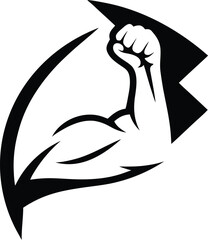 Obraz premium Line art illustration of a strong arm, biceps, and fist symbolizing strength and muscle body vector