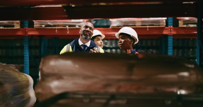 Woman, warehouse or walking with clipboard for inventory inspection, checklist or storage logistics. Female person, supplier or distributor with list for stock check, supply chain or control in depot