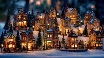 Fototapeta premium miniature christmas village scene 1