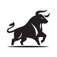Obraz premium charging bull vector silhouette clip art logo design illustration. abstract bull icon set collection