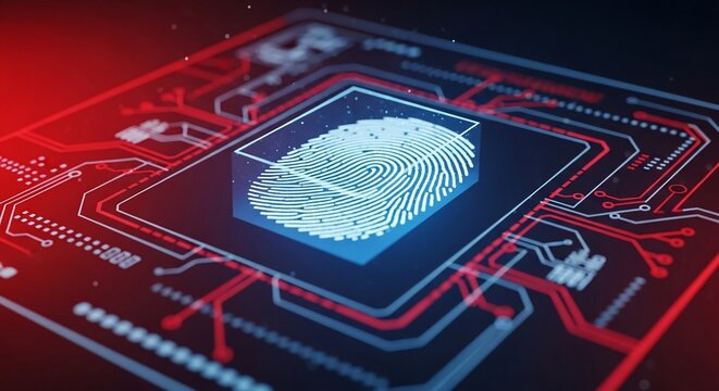 Cutting edge fingerprint security technology with modern digital design for secure access and biometric identification - Powered by Adobe