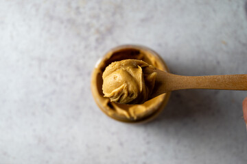 Peanut butter jar top view