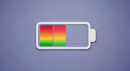 Dynamic battery indicator showing low power energy levels with vibrant color gradient transition