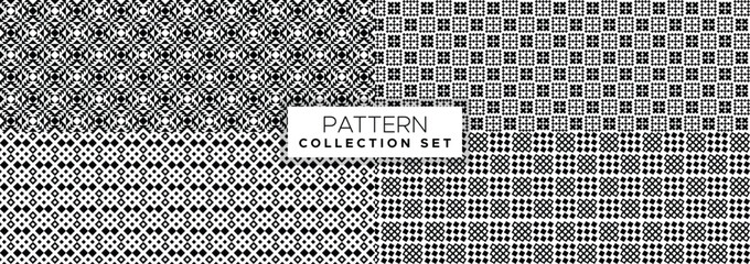Collection black and white pattern geometric seamless shape abstract shape and square dots