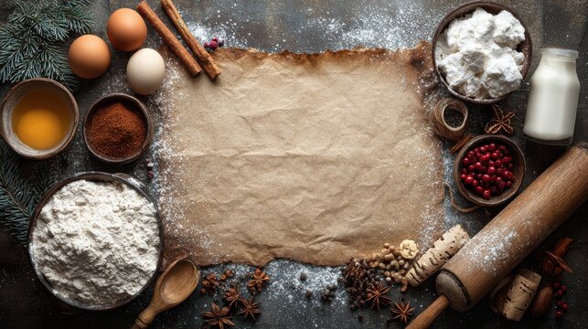 christmas holiday baking recipe template with ingredients and instructions