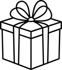 A gift box with ribbon line art