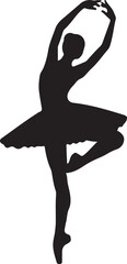 Silhouette of Ballerina in Elegant Pose Ballet Dancer Graceful Dance Movement Art Performance Female Figure Choreography Gymnastics Exercise Fitness Training Acrobatics Style