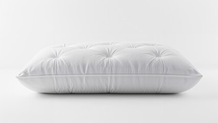 A white cushioned pillow or cushion with tufted details, Soft and plush, suitable for bedding or lounging.