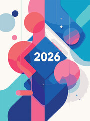 Colorful abstract 2026 happy new year vector design