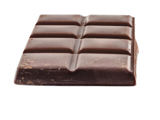 Close Up Of A Chocolate Bar With Graceful Ridges On A White Background