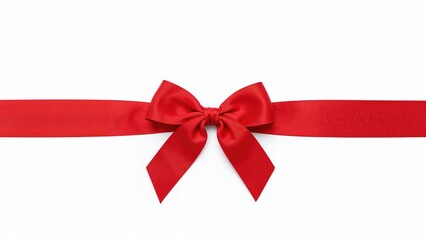 Red ribbon bow with a gift wrapping style.