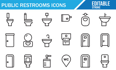 Bathroom Door and WC Symbol Icons Collection for Public Spaces