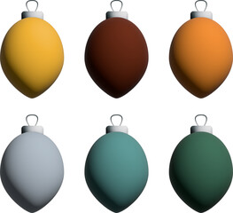 Christmas baubles set, colorful gradient holiday ornaments, New Year tree decorations illustration