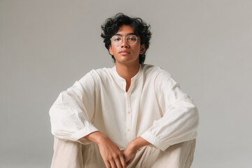 confident individual wearing futuristic glasses exuding aura of intelligence and composure