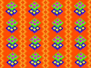 Ikat Traditional Pattern Textile Design Yellow, green, blue