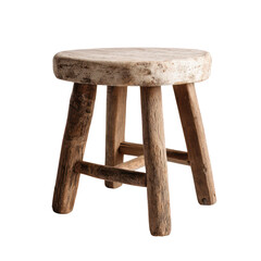 Vintage weathered wood seat, antique farmhouse furniture object isolated