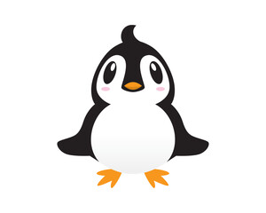 Cute Penguin with Sitting Gesture visualized with Simple Illustration