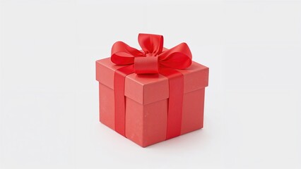 Obraz premium Red gift box with a big bow on top. Celebratory and present concept. Packaging and gift-wrapping theme. The concept of gift-giving and celebration.