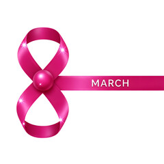 Pink ribbon forming the number 8 for march, international womens day