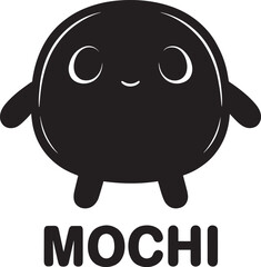 Simple cute mochi character mascot silhouette vector illustration flat monochromatic design element for brand identity.
