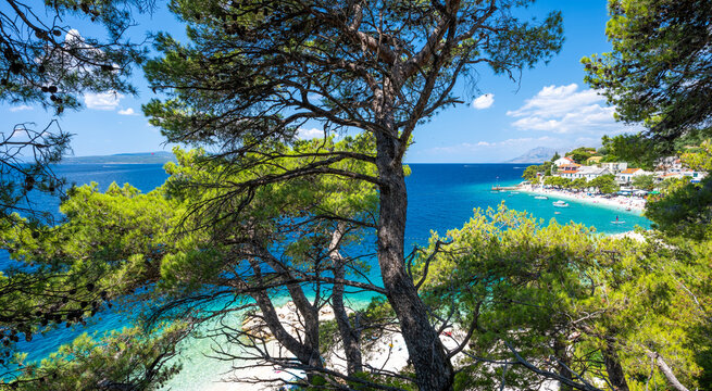 view on Bratus village on Makarska riviera in Dalmatia in Croatia
