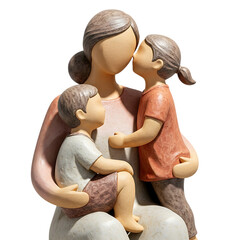 Mother and two children, a boy and a girl, embracing and sharing a tender moment