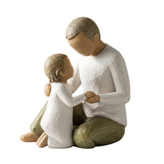 Father and child figurine, father holding childs hand