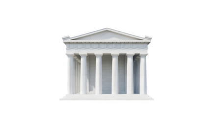 Classical greek temple with white columns for architecture