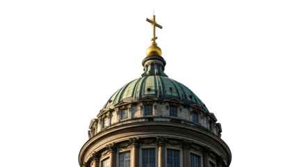 Close up of a church dome with cross to illustrate religion