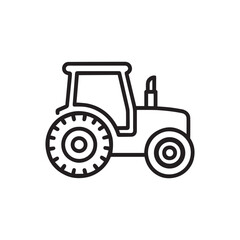 Simple black line icon of a tractor, representing agriculture and farming