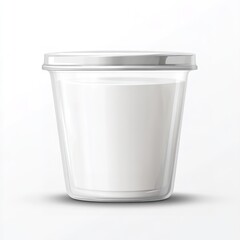 Clear plastic container with a silver lid for food or cosmetics product