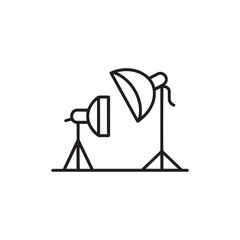 Studio lighting equipment, two professional lights on stands