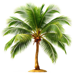 Coconut palm tree set on a isolated white background. PNG