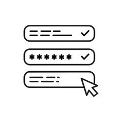 Login form with username and password fields, cursor pointing to input field