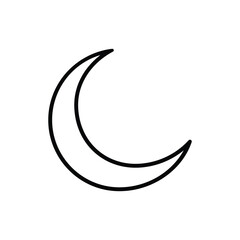 Obraz premium A simple black and white outline drawing of a crescent moon, isolated on a white background