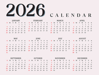 New year calendar 2026 design