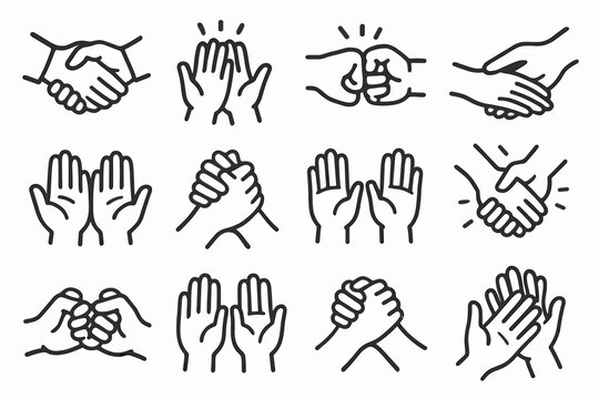 Raised hand bump palms teamwork hands connection mutual vector icon gesture touch