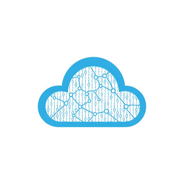 Cloud computing data network connection logo, isolated on white.