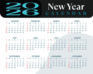 Creative new year 2026 vector calendar design