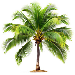 Coconut palm tree set on a isolated white background. PNG