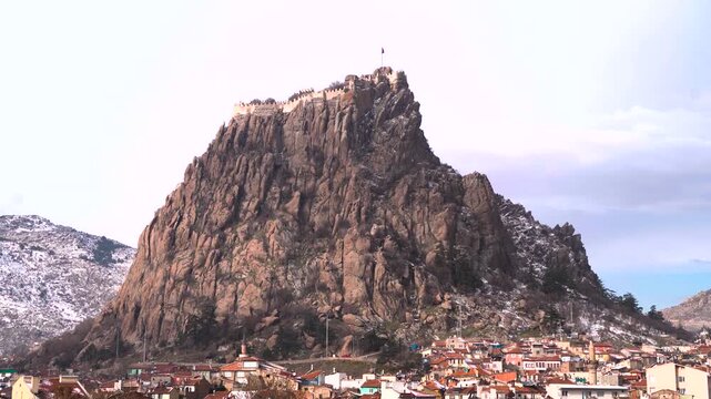 The Afyonkarahisar Castle in the city center of Afyon
