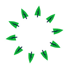 Cute round frame with flat paper cut fir trees isolated on white background.