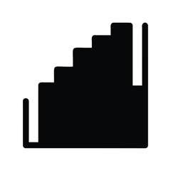 Stylized abstract icon of stairs leading up with two vertical supports