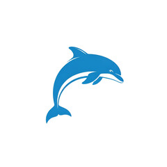Fototapeta premium Blue Jumping Dolphin Logo Isolated on White Background