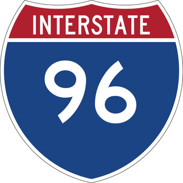 Interstate 96 Highway Shield Road Sign Editable Vector